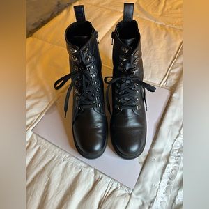 Women’s black chunky heeled combat boots by BP